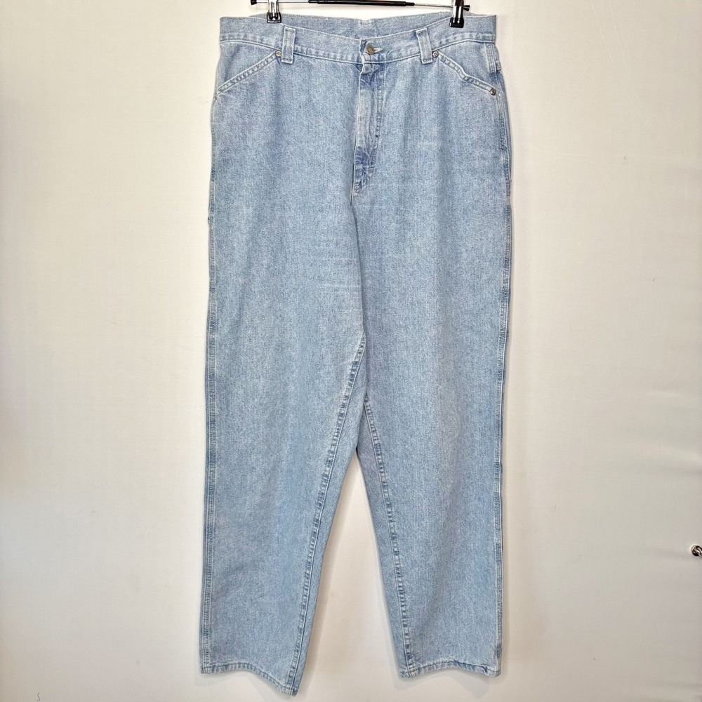 90s Lee Carpenter Jeans Size 35x32 Denim Utility‎ Light Wash Straight Leg